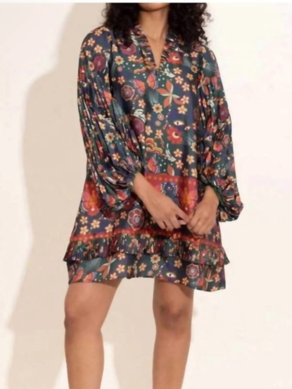 Alden Adair Liza Tapestry Pleated Mini Dress